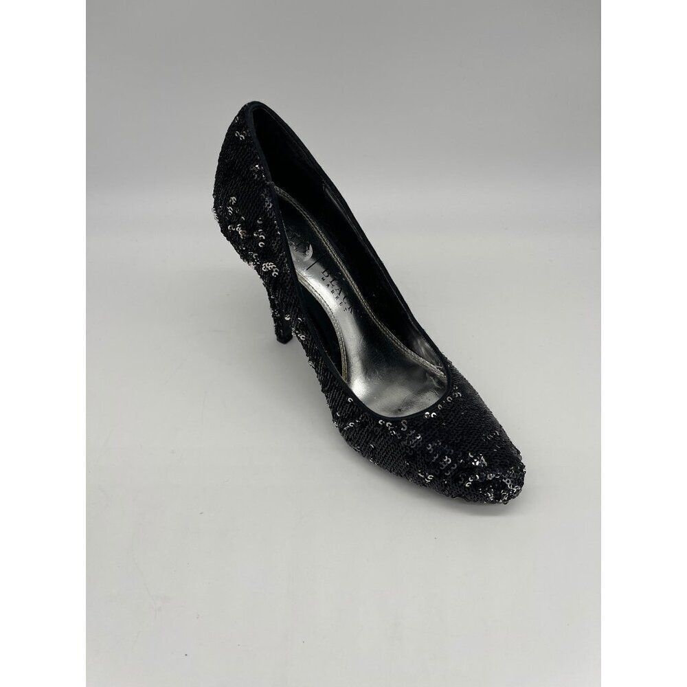 White House Black Market Women Black Sequin Pump Heels Size 6